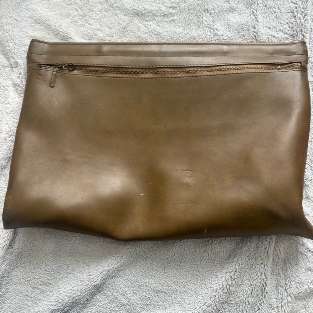 Hazel Vintage Brown Leather Frame Portfolio Clutch 16 Inch Document Case